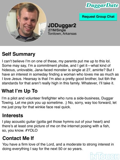 john david dating profile