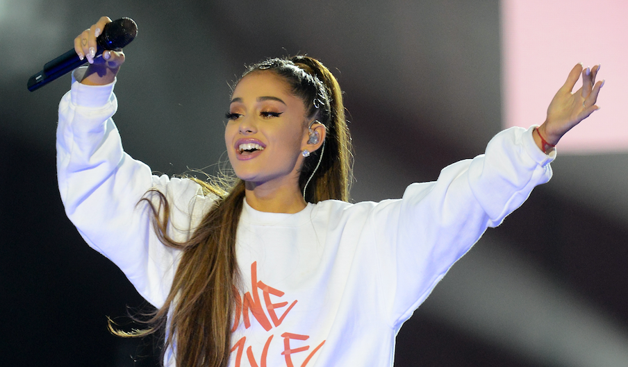 Ariana Grande performing at One Love Manchester