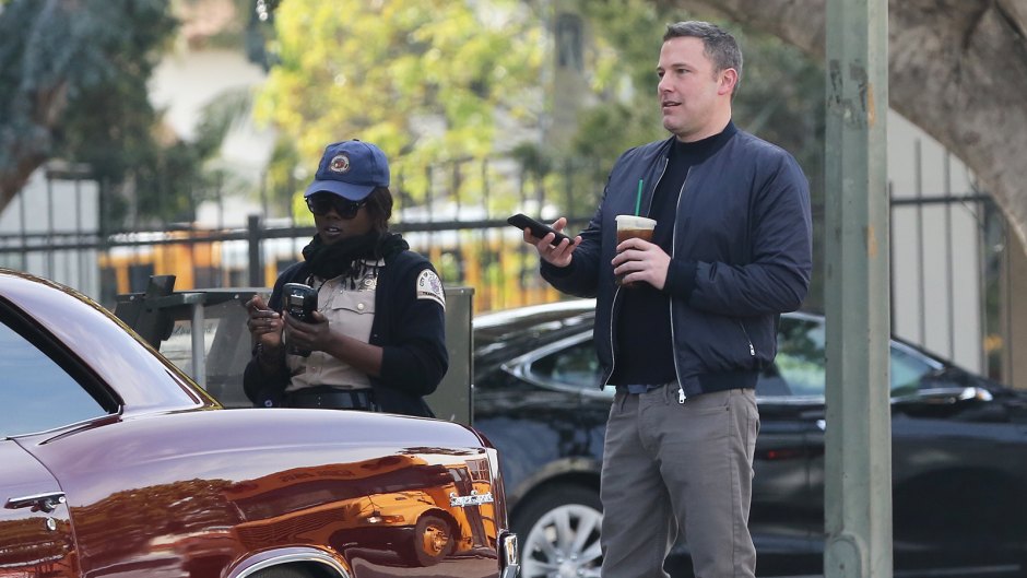 Ben Affleck Awkwardly Drinks Coffee While Getting a Parking Ticket