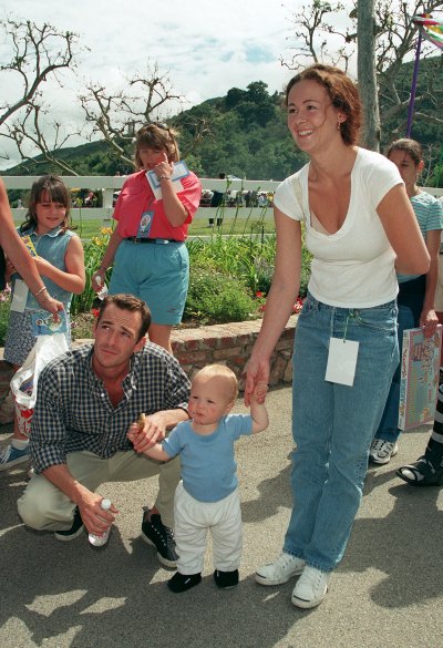 Luke Perry with his son and wife