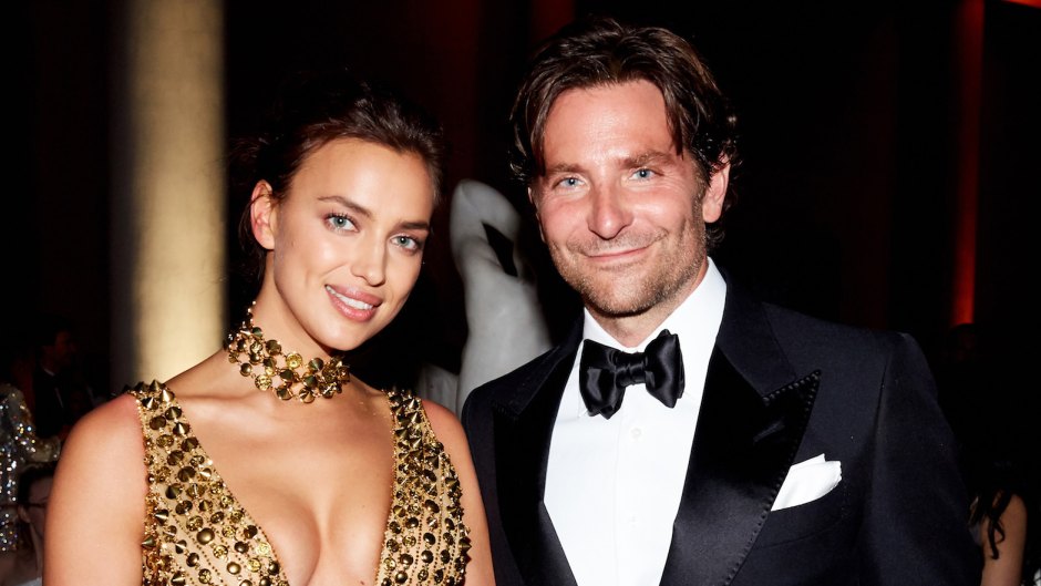 Irina Shayk Wearing a Gold Dress with Bradley Cooper at the Met Gala 2018