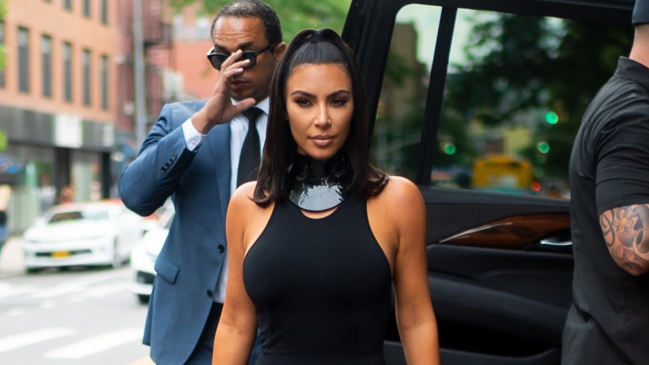 Kim Kardashian Wearing a Black Dress in NYC