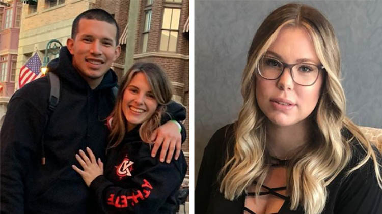 teen mom 2 javi marroquin with arm around girlfriend lauren comeau, kailyn lowry wearing glasses kailyn slams lauren