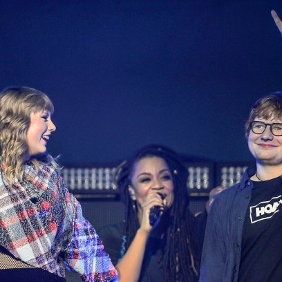 Taylor Swift in Plaid Performing with Ed Sheeran on Stage