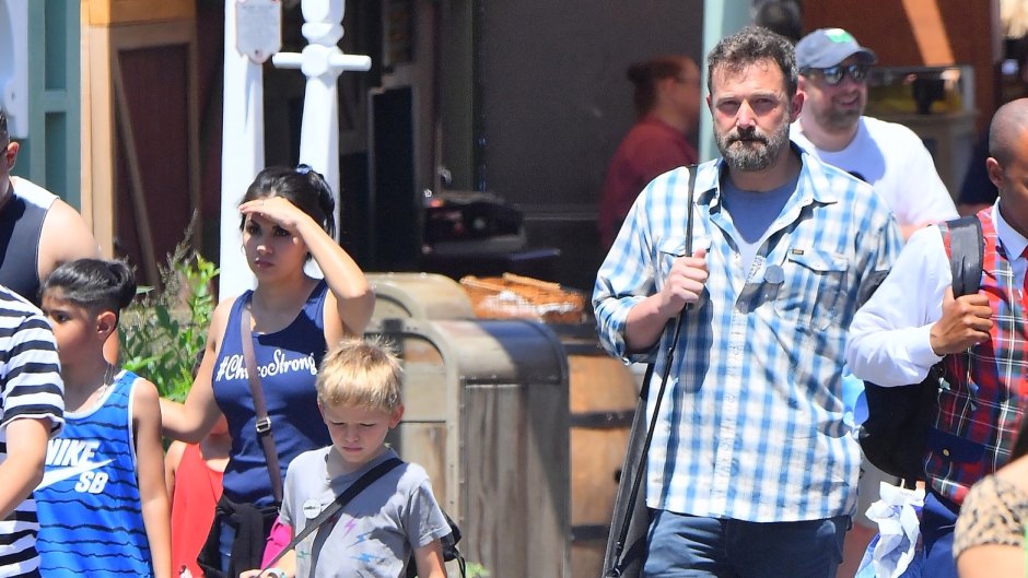 Ben Affleck Wearing a Striped Shirt With Son Samuel at Disneyland