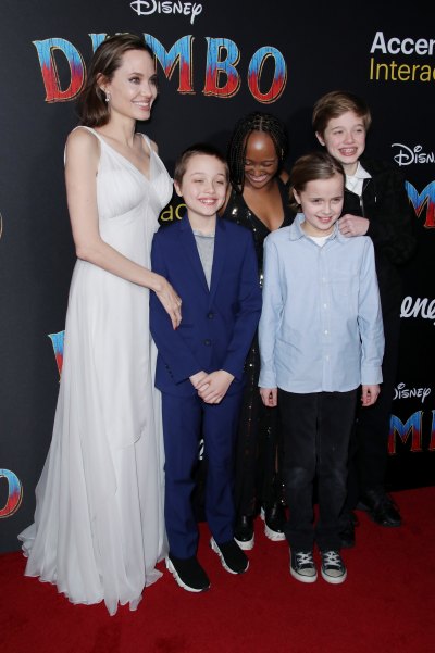 Angelina Jolie and Her Family on a Red Carpet
