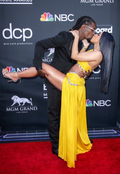 cardi b and offset pack on pda at the billboard music awards red carpet in May 2019