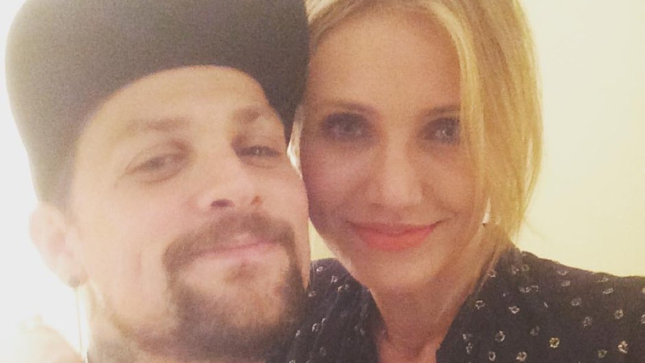 Benji Madden Wearing a White T-Shirt With Cameron Diaz in a Blouse