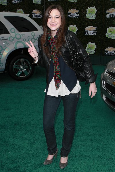 Alexa Nikolas wearing a leather jacket