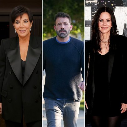 Kris Jenner in all black, Ben Affleck wearing a navy sweater and jeans, and Courteny Cox wearing all black.